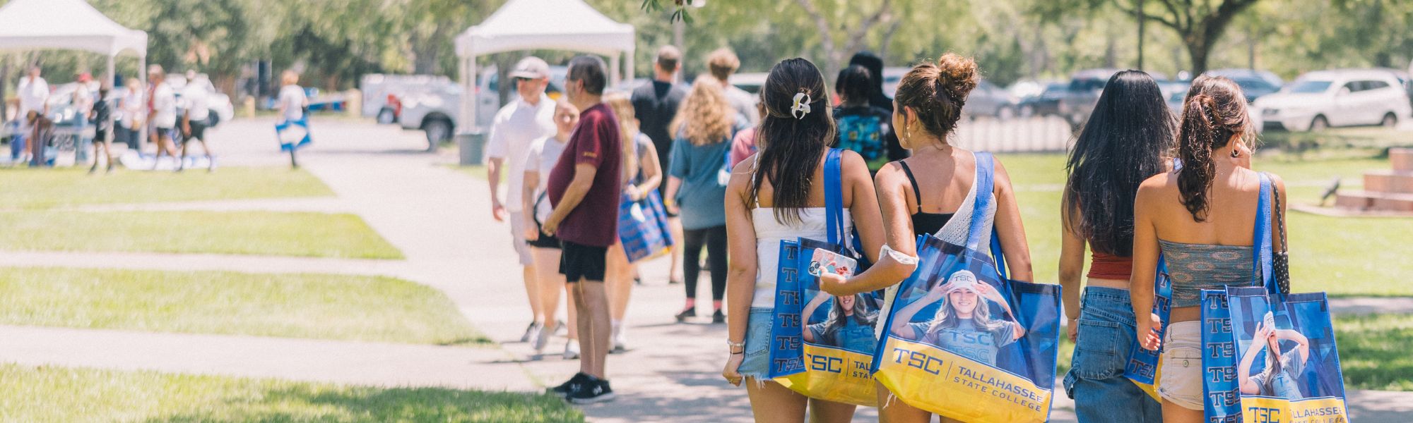 Students walking on campus during convocation.