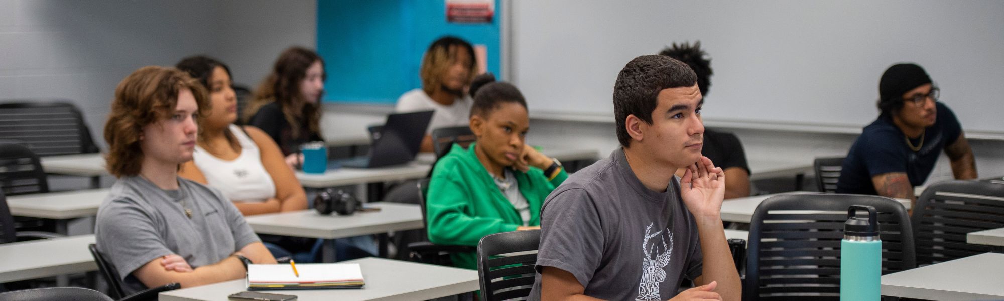 Students paying attention in class.