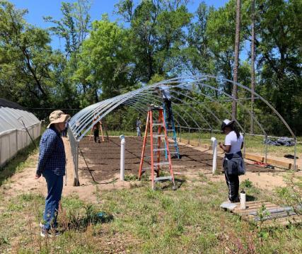 WEI Greenhouse frame during construction